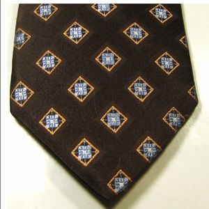 New BARNEYS NEW YORK Rich Metallic Brown Blue  Tie